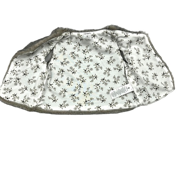 CARTERS Brown & Gray Lined Faux Fur Sleeveless Vest Jacket Size 9 Months - Picture 3 of 6